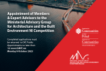Graphic advertising the Appointment of Members & Expert Advisors to the Ministerial Advisory Group for Architecture and the Built Environment NI competition