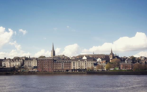 view of derry/londonderry from across river foyle