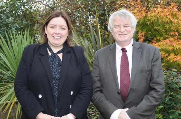 Minister Deirdre Hargey with the newly appointed Discretionary Support Commissioner, Les Allamby.