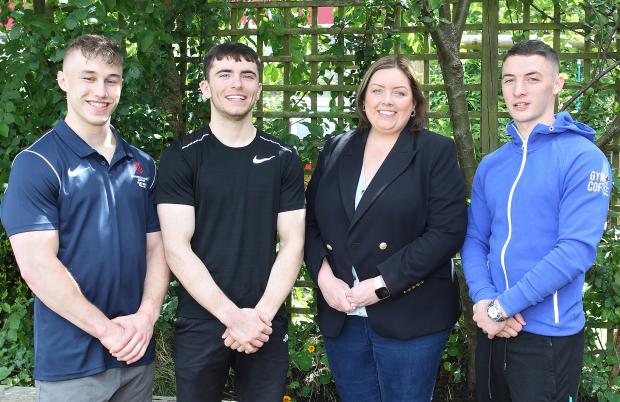 Communities Minister Deirdre Hargey is pictured (l-r) Ewan McAteer, Eamon Montgomery and Rhys McClenaghan