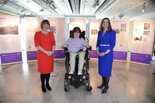 Pictured at the launch of the ‘Disability on the Record’ exhibition are Beverley Wall, Deputy Secretary of Strategic Policy and Professional Services Group at the Department for Communities, Michaela Hollywood who delivered the keynote speech and Head of 