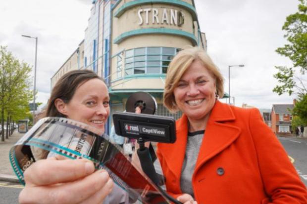 Tracy Meharg and Mimi Turtle outside the Strand Arts Centre, Belfast