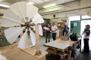 Two new fantail for Ballycopeland Windmill being constructed in the joinery workshop at the Moira Depot