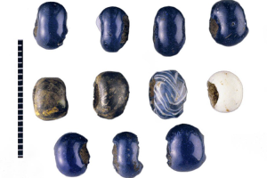 A collection of coloured glass beads