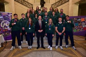 Communities Minister Gordon Lyons with Commonwealth Games athletes