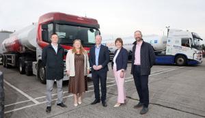 (l-r) Raymond Gormley, Consumer Council for Northern Ireland, Fiona Magee, Advice NI, Communities Minister Gordon Lyons, Nicole Lappin, Chair NIHE and David Blevings, Northern Ireland Oil Federation