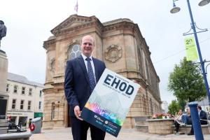 Communities Minister Gordon Lyons launches the European Heritage Open Days for 2026 at Coleraine Town Hall.