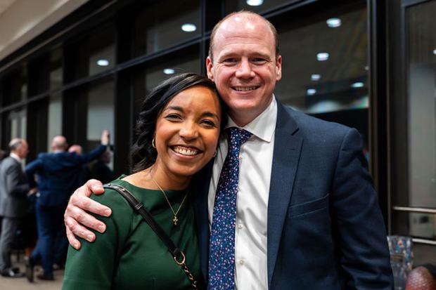 Minister Gordon Lyons (right) pictured in the Hart Senate building, Washington, DC, with Dominique McKay (left)