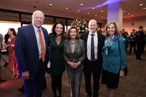 Minister Gordon Lyons (2nd right) pictured in the Hart Senate building, Washington, DC, with (l-r) America250 Commissioner Joe Crowley; America250 Executive Vice President Jen Condon; Speaker Emerita of the US House of Representatives Nancy Pelosi; and America250 Commissioner Lynn Young