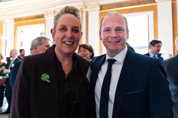 Minister Lyons photographed with Kathryn Thomson, Chief Executive of National Museums NI, at the NI Bureau St Patrick’s Day breakfast