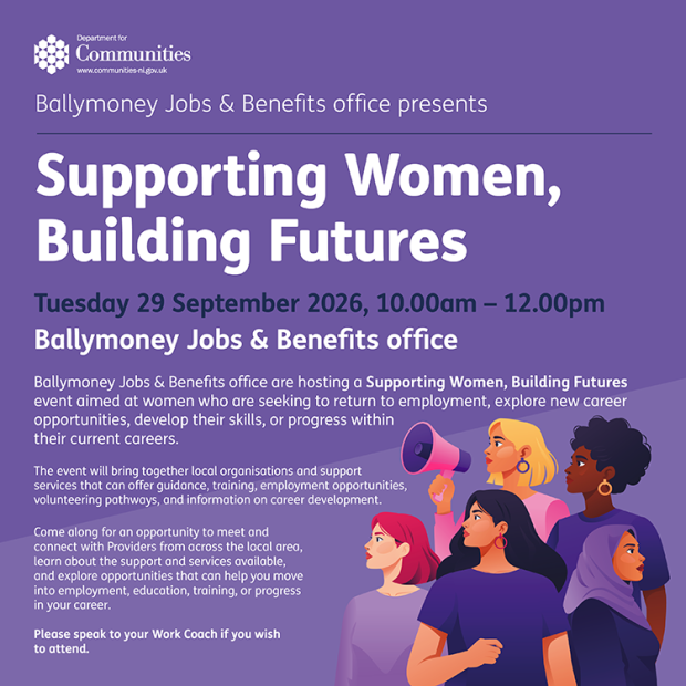 Supporting Women, Building Futures event flyer