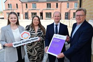 Communities Minister Gordon Lyons today launched the Warm Healthy Homes Fund public consultation alongside, from left: Shannon Barber (National