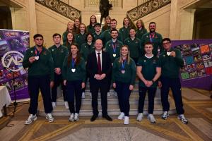 Communities Minister Gordon Lyons with Commonwealth Games athletes