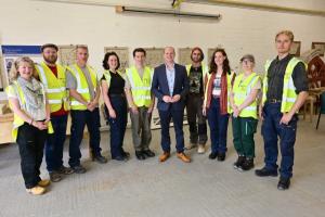 Communities Minister Gordon Lyons met with some of the All-Island Heritage Skills Apprentices during a recent visit to the Moira Depot. The apprentices will be helping to safeguard Northern Ireland's historic environment for future generations.